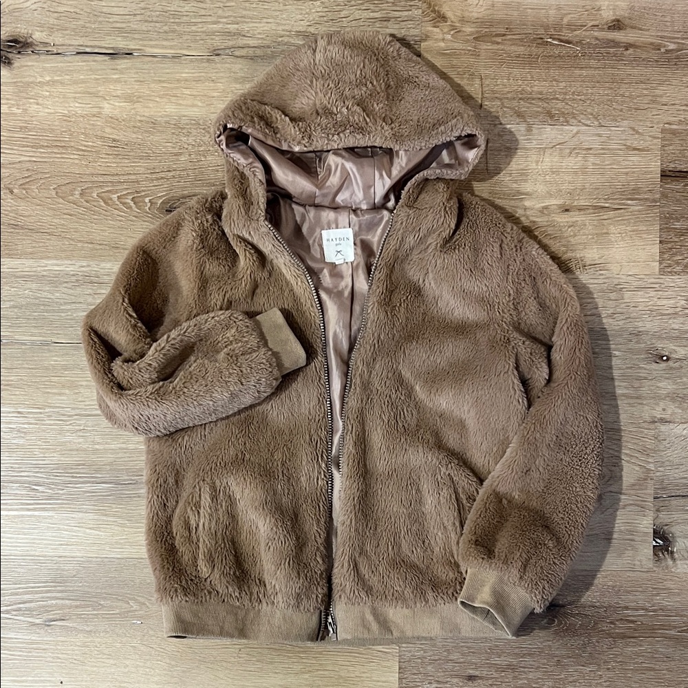 Hayden Girl Brown Plush Hooded Jacket